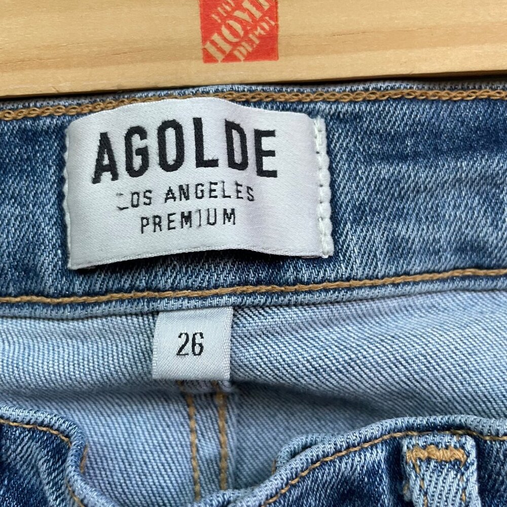 Agolde Sophie Skinny Jeans Size 26 Distressed High Rise Blue Cotton Blend - Picture 10 of 11